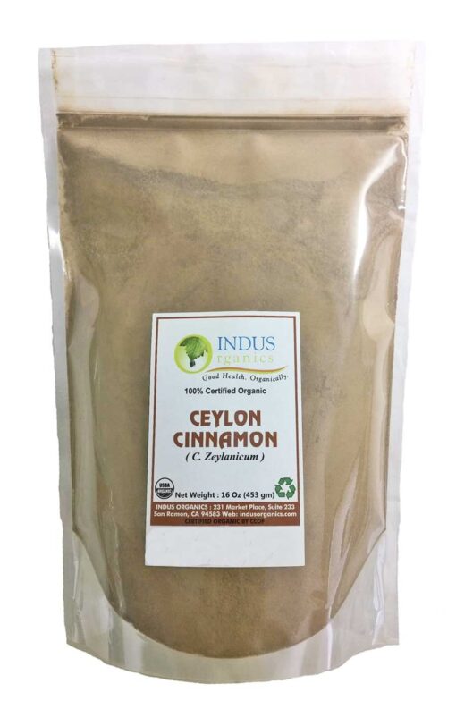 Indus Organics Ceylon Cinnamon Powder, Refill Bag, 1 Lb, Premium Grade, High Purity, Freshly Packed