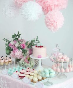 Baby Shower Decorations Furuix 12pcs Pink Gold Party Decorations Tissue Paper Pom Pom Honeycomb Ball and Paper Lantern for One Year Old Girls' Princess Birthday Decorations 13 61Qx0Ne9ndL