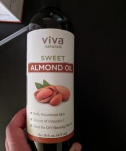 Viva Naturals Sweet Almond Oil - 100% Pure Hair and Skin Softener, Non-Greasy for Massage, Carrier Oil for Essential Oils and DIY Beauty Blends, Expeller-Pressed Almond Oil for Body, Non-GMO, 16 fl oz 16 Fl Oz (Pack of 1) 46 61R gv8a78L