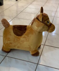 iPlay, iLearn Bouncy Pals Yellow Hopping Horse, Outdoor Ride on Bouncy Animal Play Toys, Inflatable Hopper Plush Covered W/Pump, Birthday Gift for 18 Months 2 3 4 5 Year Old Kids Toddlers Boys Girls Yellow Horse 37 61R06 ixFDL