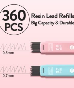 Four Candies Cute Mechanical Pencil Set, 6PCS Pastel Pencils 0.5mm & 0.7mm with 360PCS HB Pencil Leads, 3PCS Erasers and 9PCS Eraser Refills, Aesthetic Mechanical Pencils for Girls Writing 0.5&0.7 mm 30 61R0yrdpZ8L