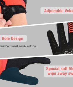 FIRELION Bike Gloves for Men/Women Cycling,Cycling Gloves for Outdoor MTB DH Road Racing,Full Finger Half Finger Padded Bicycle Protective Gloves,Non-Slip Shock-Absorbing Touchscreen Riding Gloves X-Large Full Red 13 61R1CGZDxhL 1