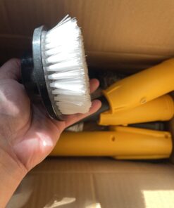 2 Battery Electric Spin Scrubber, 1000RPM Cordless Cleaning Brush Waterproof with 20V Power Supplied, Adjustable Extension Arm, 4 Replaceable Cleaning Heads, Hook, Gloves - for Tub/Tile/Wall/Floor Yellow-2 Batteries 30 61R1Ld0PjL