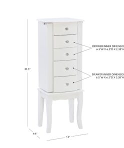 Powell Furniture Jewelry Armoire, White, 13"x 9.375"x 35.5" 24 61R2ExTi6pL