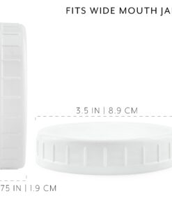 Cornucopia Wide Mouth Plastic Mason Jar Lids (24-Pack Bundle); 2 Dozen Unlined White Ribbed Lids, 86-450 Size 24 Lid Basic Set w/ Lids Only 24 61R2h7SEmVL