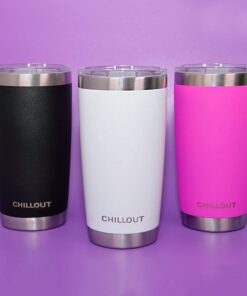 CHILLOUT LIFE 20 oz Stainless Steel Tumbler with Lid - Double Wall Vacuum Insulated Coffee Mug with Splash Proof Lid and Straw for Hot & Cold Drinks, Pink Tumbler 20oz (pack of 1) Hot Pink 16 61R6st2iBAL