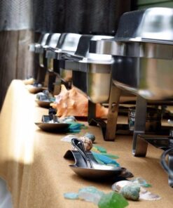 TigerChef Chafing Dish Buffet Set - Chaffing Dishes Stainless Steel - 3 Sets of Chafers and Buffet Warmer Sets: 6 Chafing Gels, 3 Slotted Spoons and Foldable Frame - Food Warmers for Parties Buffets 39 61RCGDLKFL