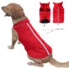 PETCEE Waterproof Dog Jacket, Dog Winter Jacket Reflective Lofty Dog Coat Polyester Fleece Lined Pet Dog Jacket Vest for Medium Large Dogs-2 Layer (Red L) Red
