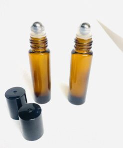 Vivaplex, 24, Amber, 10 ml Glass Roll-on Bottles with Stainless Steel Roller Balls. 3-3 ml Droppers included 33 61REBcvfWsL