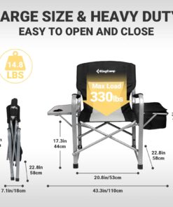 Alternative view of KingCamp Heavy Duty Camping Director Chair Outdoor Folding Chairs for Adults Oversized Camp Chair with Side Table, Cooler Bag, Padded Arms, for Fishing Sports Beach Picnic, Iron, Support 330lbs
