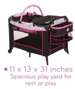Disney Baby Sweet Wonder Playard, Foldable Baby Playpen: With Newborn Bassinet, Toy Arch, and Carry Bag, Mesh ,Minnie Garden Delight Garden Delight Minnie 22 61RG1BjkinL