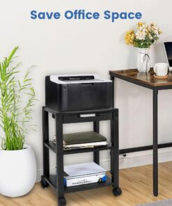 Halter Printer Stand, Rolling Home Office Printer Stand with Storage and Cable Management, Pack of 2 Printer Tables, Black Printer Cart, LZ-308 Black 2 Pack 12 61RK1n2YRrL
