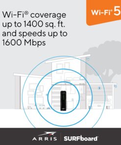 ARRIS SURFboard SBG10 DOCSIS 3.0 16 x 4 Gigabit Cable Modem & AC1600 Wi-Fi Router , Comcast Xfinity, Cox, Spectrum , Two 1 Gbps Ports , 400 Mbps Max Internet Speeds , SURFboard App 23 61RLtfkCgTL
