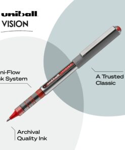 Uniball Vision Rollerball Pens, Red Pens Pack of 12, Fine Point Pens with 0.7mm Medium Red Ink, Ink Black Pen, Pens Fine Point Smooth Writing Pens, Bulk Pens, and Office Supplies 9 61RNXq59euL