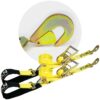 VULCAN Axle Tie Down Combo Strap Kit - 2 Inch - Classic Yellow - 3,300 Pound Safe Working Load Snap Hook, Classic Yellow (2 Pack) 8 61RP0h31O0S
