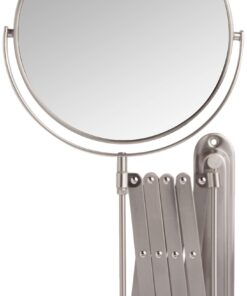 JERDON Two-Sided Wall-Mounted Makeup Mirror - Makeup Mirror with 7X Magnification & Extendable Arm - 8-inch Diameter Mirror with Nickel Finish Wall Mount - Model JP2027N 23 61RQplmv8ML