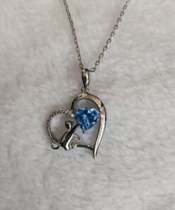 WOSTU Unicorn Necklace Forever Love Heart Paw Cat Sloth Koala Necklace for Women Girl Silver Plated with Colorful CZ Heart Pendant Cat & Blue 35 61RTU7eHs6L 2