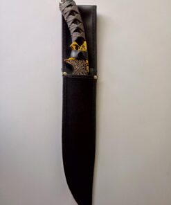 K Exclusive Jungle Suede Flyers Twin Sword Set with Nylon Scabbard - Stainless Steel Blades, Leopard Design, Genuine Suede Wrapped Handles, Gold-Plated Accents, Lanyard Holes, Length 19" 15 61RVGSGSF4L