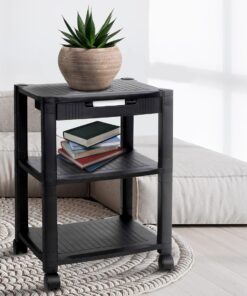 Halter Printer Stand, Rolling Home Office Printer Stand with Storage and Cable Management, Pack of 2 Printer Tables, Black Printer Cart, LZ-308 Black 2 Pack 13 61RYiZKdLZL