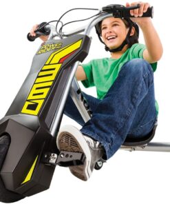 Razor PowerRider 360 – Electric Tricycle, Up to 9 mph, Welded Steel Fork, 12V Powered Ride-On for Ages 8 and Up, Black, Yellow 19 61RZmr1DoLL