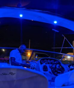 Partsam 4Pcs 3" Inch Round Chrome Marine Boat Lights Blue LED Transom Mount Stern Anchor Navigation Lights IP67 Waterproof, Boat LED Stern Lights, Night Fishing Lights,Deck Lights, 12V, Surface Mount 43 61RhIlBz64L