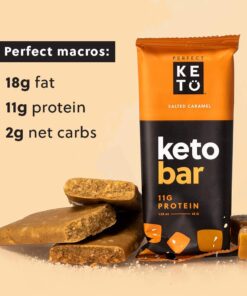 Perfect Keto Bars - The Cleanest Keto Snacks with Collagen and MCT. No Added Sugar, Keto Diet Friendly - 3g Net Carbs, 18g Fat,11g protein - Keto Diet Food Dessert (Salted Caramel, 12 Bars) Salted Caramel 12 Count (Pack of 1) 25 61RkV0TV4L