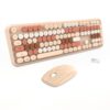 SADES V2020 Keyboard and Mouse Combo, Colorful Wireless Keyboard with Round Keycaps,2.4GHz Dropout-Free Connection,Long Battery Life,Cute Wireless Mouse for PC/Laptop/Computer (MilkTea Color) MilkTea color