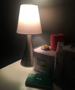 Simple Designs LT2014-WHT-2PK Valencia Brushed Nickel Mini Touch Table Lamps with Fabric Shades, White (Pack of 2) Brushed Nickel Base with White Shades 41 61Rw0Nqs6oL