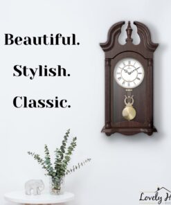 Alternative view of Pendulum Wall Clock Battery Operated - Hanging Grandfather Wall Clock with Pendulum - Quiet, Wood Pendulum Clock - Wooden Pendulum Wall Clock for Living Room Decor, Office & Home Décor Gift 23.5x9