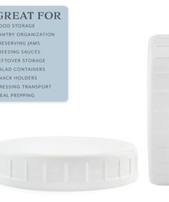 Cornucopia Wide Mouth Plastic Mason Jar Lids (24-Pack Bundle); 2 Dozen Unlined White Ribbed Lids, 86-450 Size 24 Lid Basic Set w/ Lids Only 21 61RzRjSioKL