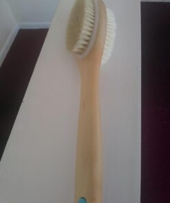 Vive Back Scrubber Brush for Shower - for Dry or Wet Body Brushing - Long Handle - Cleaning Lymphatic Drainage Handled Washer for Men, Women - Showering Bathing Exfoliator with Soft & Stiff Bristles Light Wood 37 61S cJBLDdL