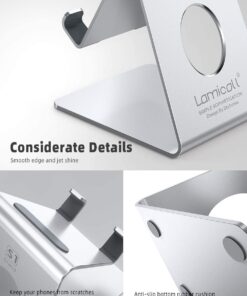 Lamicall Cell Phone Stand, Desk Phone Holder Cradle, Compatible with Phone 12 Mini 11 Pro Xs Max XR X 8 7 6 Plus SE, All Smartphones Charging Dock, Office Desktop Accessories - Silver Sliver 32 61S1I3dmXVL