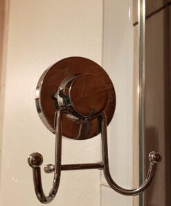 HOME SO Suction Cup Hooks for Shower, Bathroom, Kitchen, Glass Door, Mirror, Tile – Loofah, Towel, Coat, Bath Robe Hook Holder for Hanging up to 15 lbs – Rustproof Chrome Stainless Steel (1-Pack) 1 33 61S9z8Ii IL