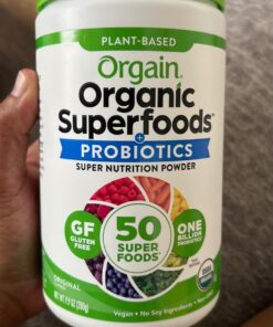 Orgain Organic Greens Powder + 50 Superfoods, Original - 1 Billion Probiotics for Gut Health, Antioxidants, Vegan, Plant Based, Gluten Free, Non GMO, Dairy Free Juice & Smoothie Mix - 0.62lb 20 Servings (Pack of 1) 29 61SBDcl4DVL 1