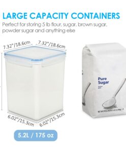 Vtopmart Large Food Storage Containers 5.2L / 176oz, 4 Pieces BPA Free Plastic Airtight Food Storage Canisters for Flour, Sugar, Baking Supplies, with 4 Measuring Cups and 24 Labels, Blue 5.2L--4.7quart 26 61SBksTfZ L