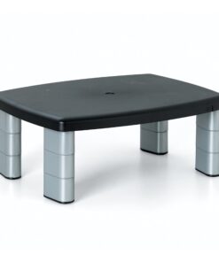 3M Adjustable Monitor Stand Riser, Three Leg Segments Simply Adjust Height, Sturdy Platform Holds Up to 80 lbs for Monitors, Laptops, and Printers, Space for Storage Underneath, Silver/Black (MS80B) 11-Inch 29 61SEX3WjTpL