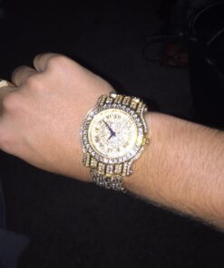 Charles Raymond Bling-ed Out Silver Round Luxury Mens Watch w/Bling-ed Out Bracelet - L0504B gold 26 61SFyxHg8DL