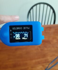 AccuMed Fingertip Pulse Oximeter, Sp02 Finger Blood Pulse Oxygen Monitor, w/Carrying case, Lanyard Silicon Case & Battery CMS-50D (Blue) 17 61SGePOFl L