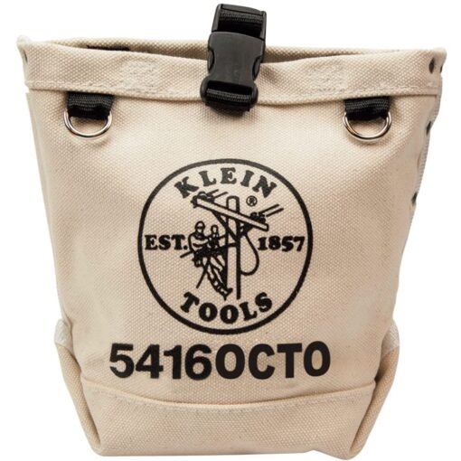 Klein Tools 5416OCTO Tool Bag, Bull-Pin and Bolt Pouch, No. 4 Canvas with Tunnel Connection, 5 x 5 x 9-Inch