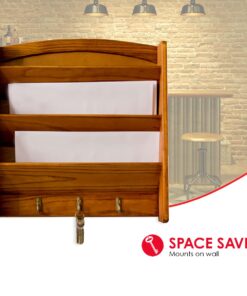 Home Basics Mail Organizer Wall Mount with Key Rack Hooks, Letter Holder For Office, Kitchen, Entryway, Pine 25 61SPdsFVm8L