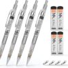 MozArt Mechanical Pencil Set with Case - 4 Sizes: 0.3, 0.5, 0.7 & 0.9mm with 30 HB Lead Refills Each & 4 Eraser Refills -Sketch, Drafting, Art, Drawing Supplies (Clear) Clear 43 61SQabCGJ7L