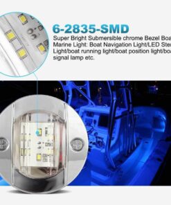 Partsam 4Pcs 3" Inch Round Chrome Marine Boat Lights Blue LED Transom Mount Stern Anchor Navigation Lights IP67 Waterproof, Boat LED Stern Lights, Night Fishing Lights,Deck Lights, 12V, Surface Mount 29 61SSmUdBSJL