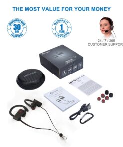 Bluetooth Headphones, Hussar Magicbuds Best Wireless Sports Earphones with Mic, IPX7 Waterproof, HD Sound with Bass, Noise Cancelling, Secure Fit, up to 9 Hours Working time (Upgraded), Black 26 61STD3qxArL