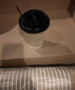 SPRINGPACK Disposable Paper Coffee Cups with Lids, 100 pack 12 oz Ripple Wall Insulated To Go Coffee Cups for Hot/Cold Beverage, Recyclable Takeaway Drinking Cups for Home Office Cafe Party 42 61STItNO9SL