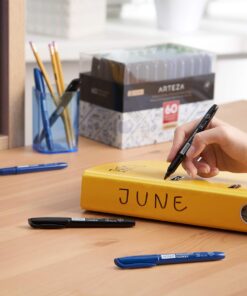 Arteza Permanent Markers in Bulk, Set of 60, Black & Blue Fine Tip Permanent Markers, Waterproof, Premium Smear Proof Pens, Quick Drying, Office Supplies for Home, Office, School Black/Blue 11 61SVa23KEiL