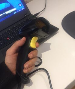 Esky Barcode Scanner with Stand, Wired Handheld Bar Code Scanner with Adjustable Stand, Automatic 1D USB Laser Scanner Support Windows/Mac/Linux for POS System Sensing, Store, Supermarket, Warehouse 1D - 1Pack 18 61SWCuih9HL