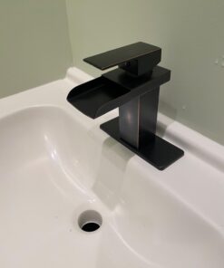 BWE Oil Rubbed Bronze Bathroom Faucet Modern Waterfall for Sink 1 Hole or 3 Hole Rustic Bath Vanity Faucets Single Handle Mixer Tap with Supply Lines 47 61Sa9KpwLFL