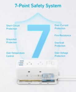 Anker USB Power Strip Surge Protector(300J), 5ft Extension Cord, Flat Plug, 331 Power Strip with 6 Outlets & 3 USB A Ports, Charging Station,for iPhone 15/15 Plus/15 Pro/15 Pro Max,TUV Listed White 23 61Sbd6omW8L 1
