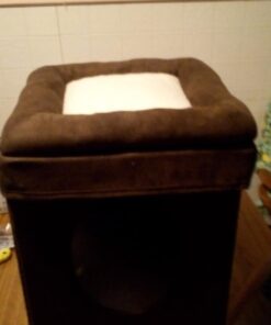 MidWest Homes for Pets 137-BR 'The Original' Curious Cat Cube, Cat House / Cat Condo in Brown Faux Suede & Synthetic Sheepskin Brown Single Story 47 61SeAexCBQL