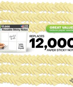 Alternative view of M.C. Squares Reusable Sticky Notes | 3" x 3" 6 Pack of White Stickies | Wet & Dry Erase Post Notes | Re-Stickable | Cling to Stainless Steel, Glass, Plastic | Includes Wet Erase Marker | USA Made 3"x3" 6 Pack